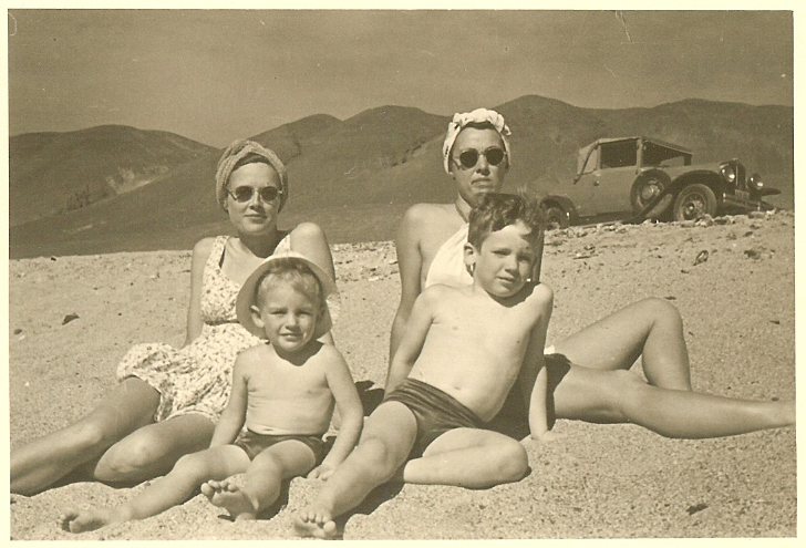 At the beach with Janet, a neighbor, Peter and CJ II.