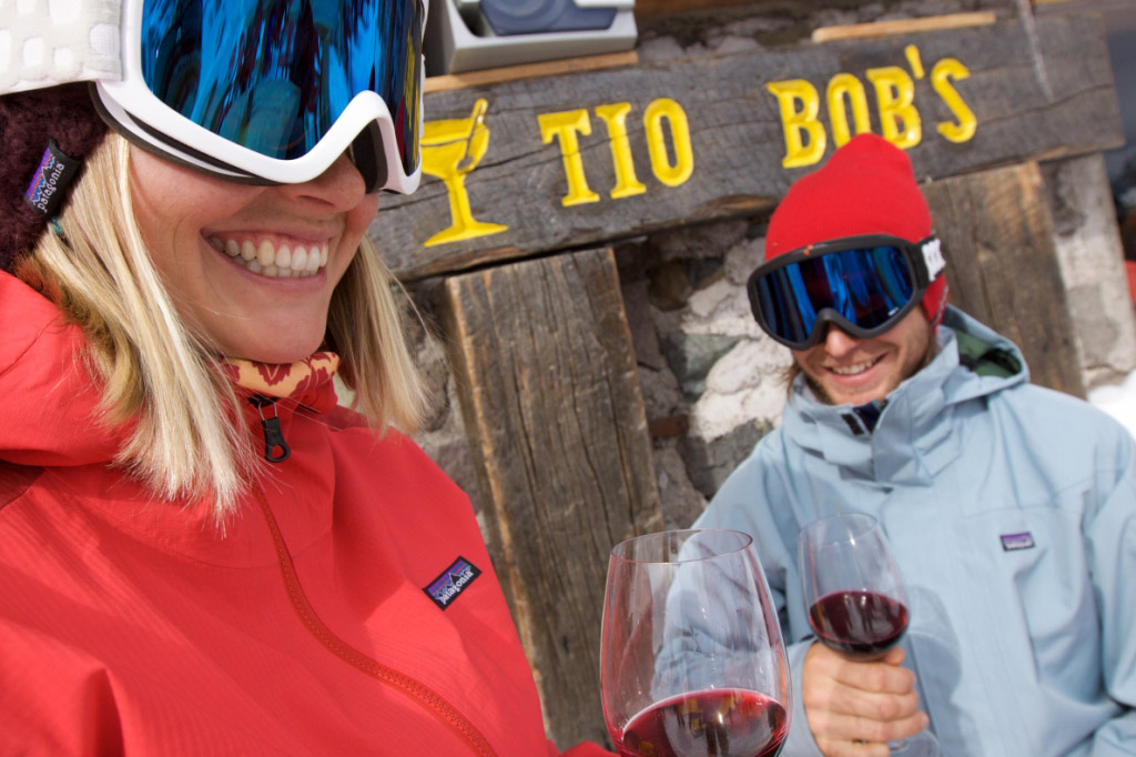 Sipping wine outside of Tio Bob's after a great day on the slopes. Photo courtesy of Ski Portillo.