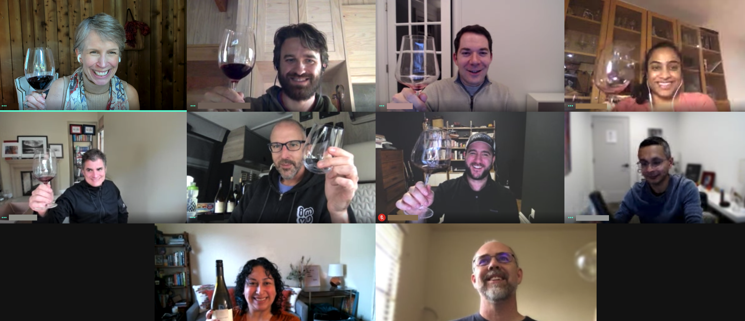 Screenshot capturing one of our virtual wine tastings with Courtney Kingston (top left) and winemaker Amael Orrego (to the right of Courtney).